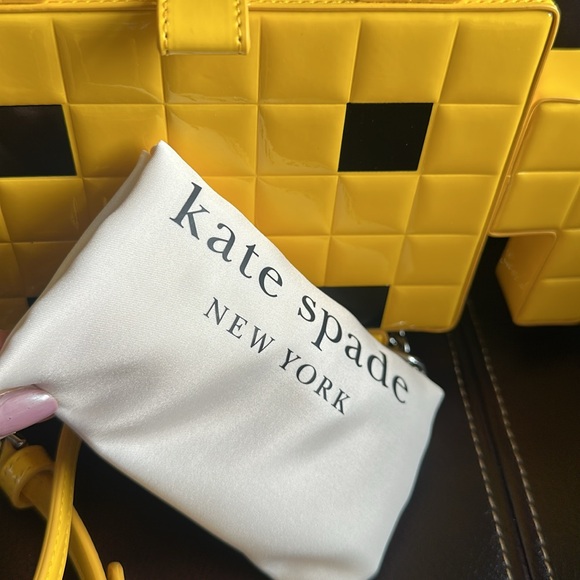 NWT Kate ♠️ Spade special edition SPACE INVADERS Yellow Pixelated Handbag - Picture 15 of 16